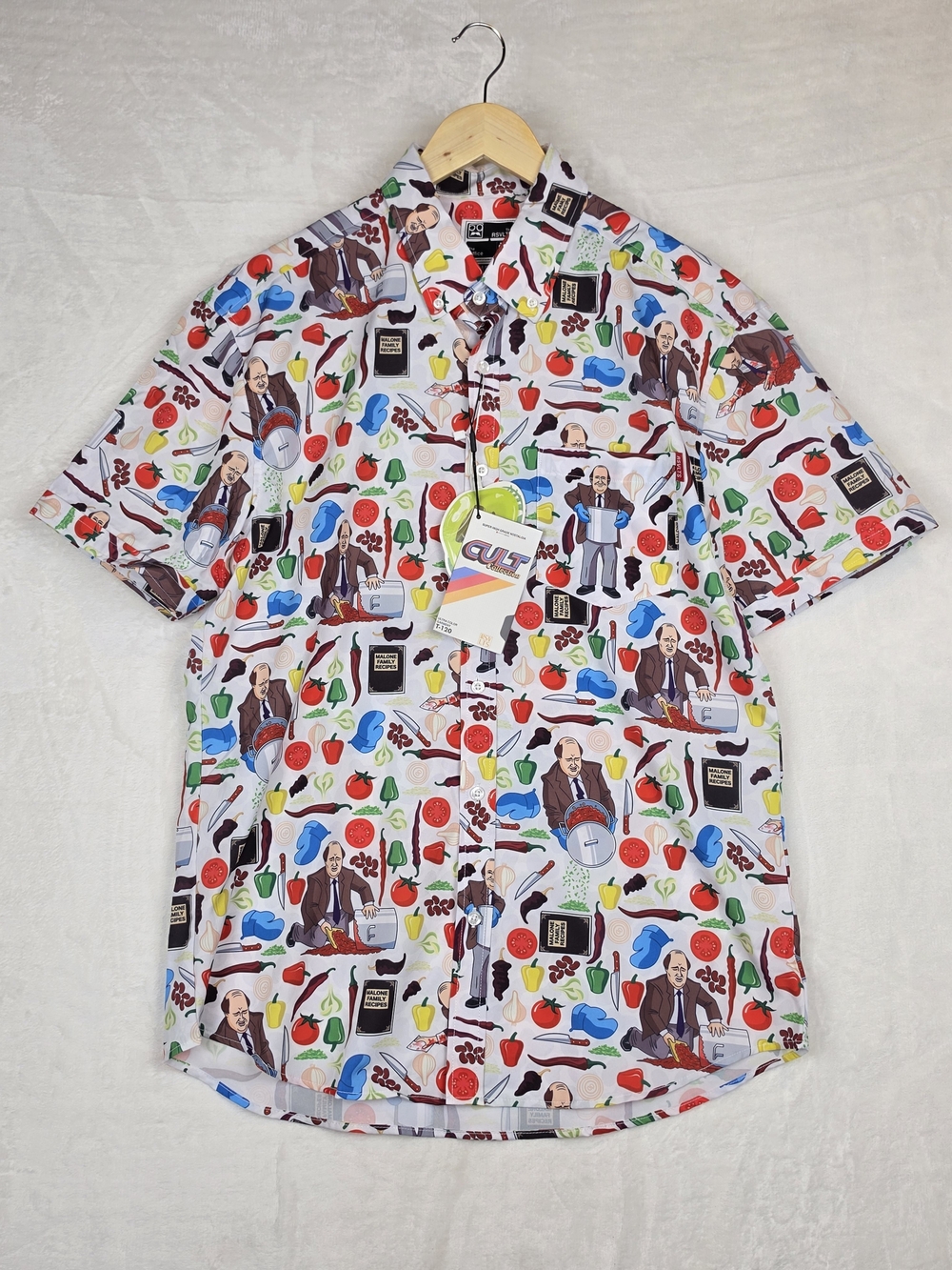 RSVLTS The Office Kevin's Famous‎ Chili Button Down Shirt Mens Large NWT